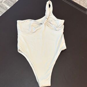 Girls One-Shoulder One-Piece Swimsuit in Light Beige